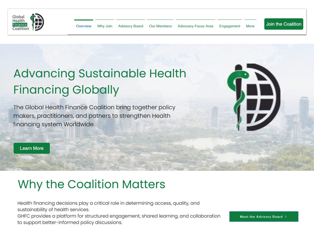 Global Health Finance Coalition homepage