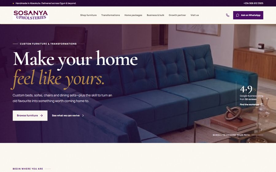 Sosanya Upholsteries & Furnitures homepage